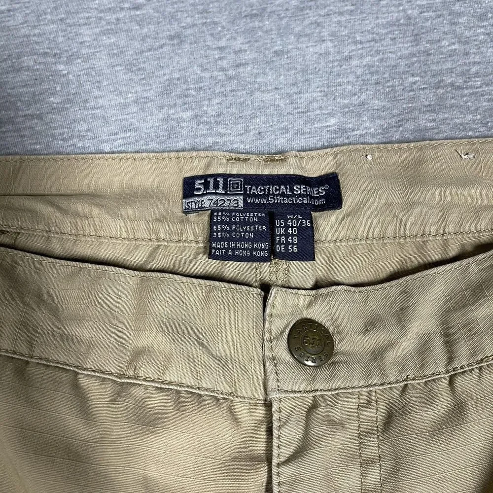 5.11 Tactical Cargo Pants Mens 40x36 (36x33) Beige Canvas Workwear Utility